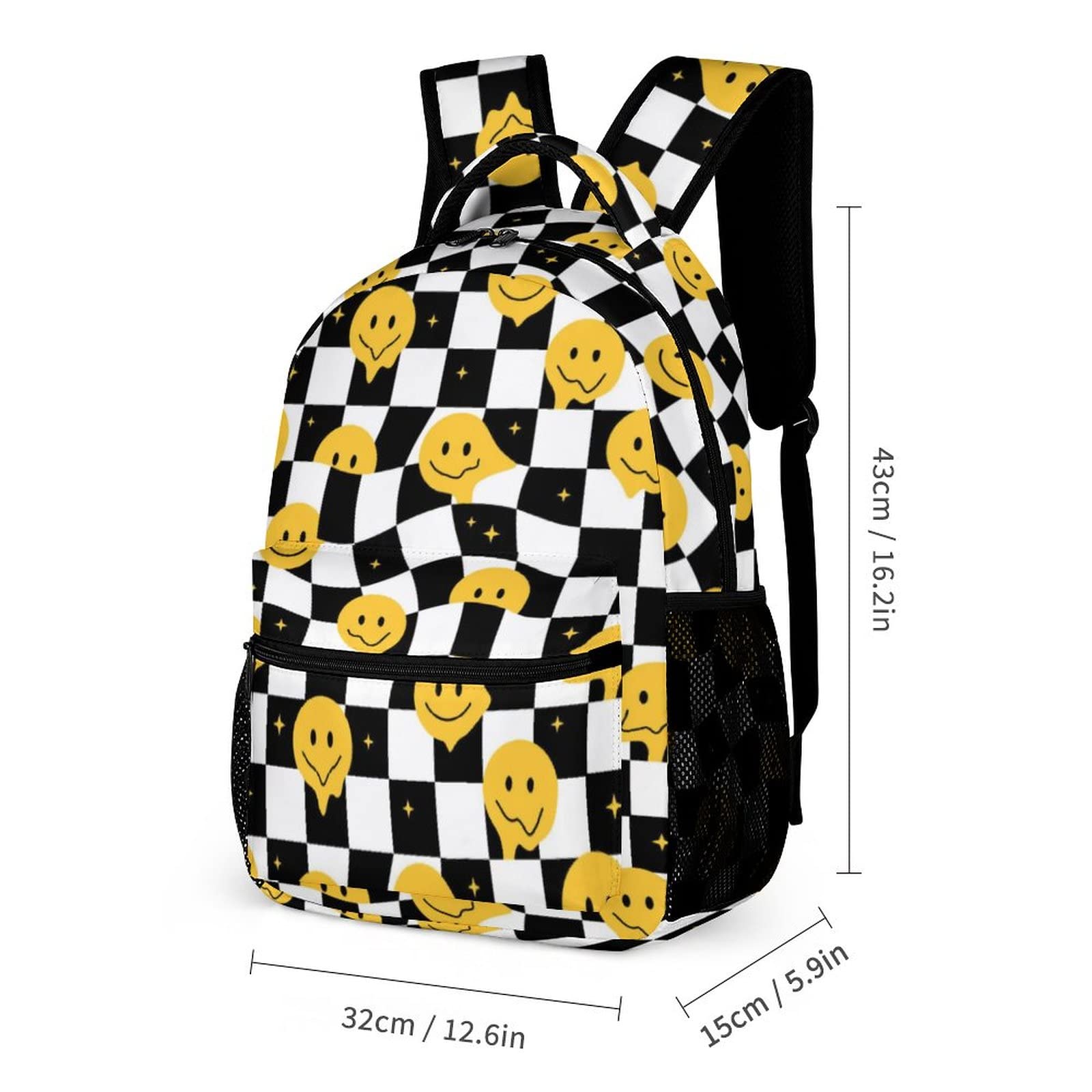 Juoritu Funny Smile Faces Geometry Prints Backpack, Lightweight Casual Backpack, Bookbag for Men Women