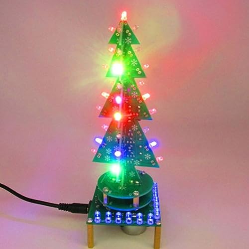 Fafeicy Electronic Christmas Tree Assembly Kit Rotating Music Tree with Colorful LED Lights for DIY Gifts Holiday Decoration