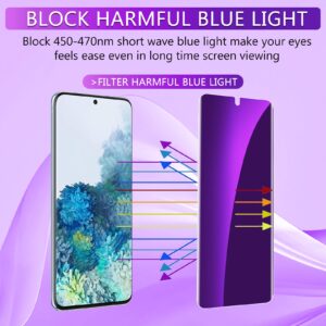 Lesakit 2 Pack Anti-Blue Light Privacy Screen Protector for Galaxy S20 [Not Glass], [Support Fingerprint ID] Anti Spy TPU Flexible Film for Samsung Galaxy S20 6.2 inch - Purple