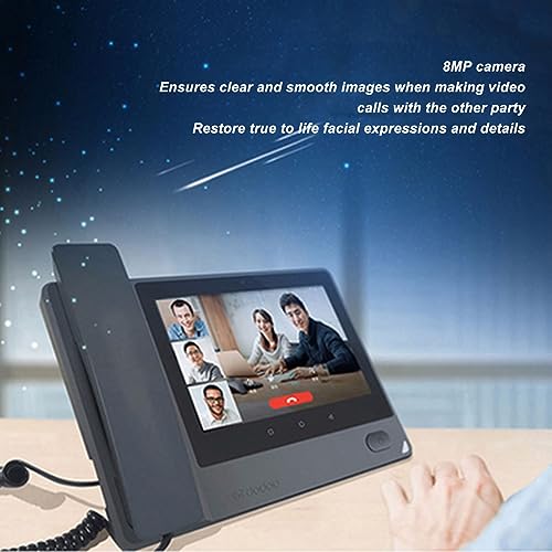 Smart Video IP Phone, 8 Inch 1280x800 Touch Screen, 8MP Camera, IP Video for Android 8.1, Support WiFi BT, Video Conferencing, Call Recording, Type C and 3.5mm Ports