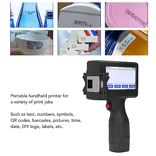 Tgoon Handheld Inkjet Printer, Portable Inkjet Printer US 100‑240V Unidirectional Printing Smoothly Operation Comfortable Handle for Office
