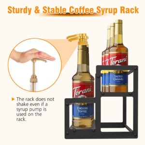 Gyykzz Coffee Syrup Rack Organizer, 2 Tier 6 Bottles Coffee Syrup Holder, Metal Syrup Stand for Coffee Bar, Syrup Bottle Storage for Liquor, Syrup, Wine, Dressing for Kitchen Coffee Countertop