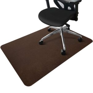 office chair mat for hardwood floor, jihaiboda 36 "× 48" office gaming computer desk chair rolling floor mat, low pile carpet, large anti-slip floor protector for home ofiice(brown)