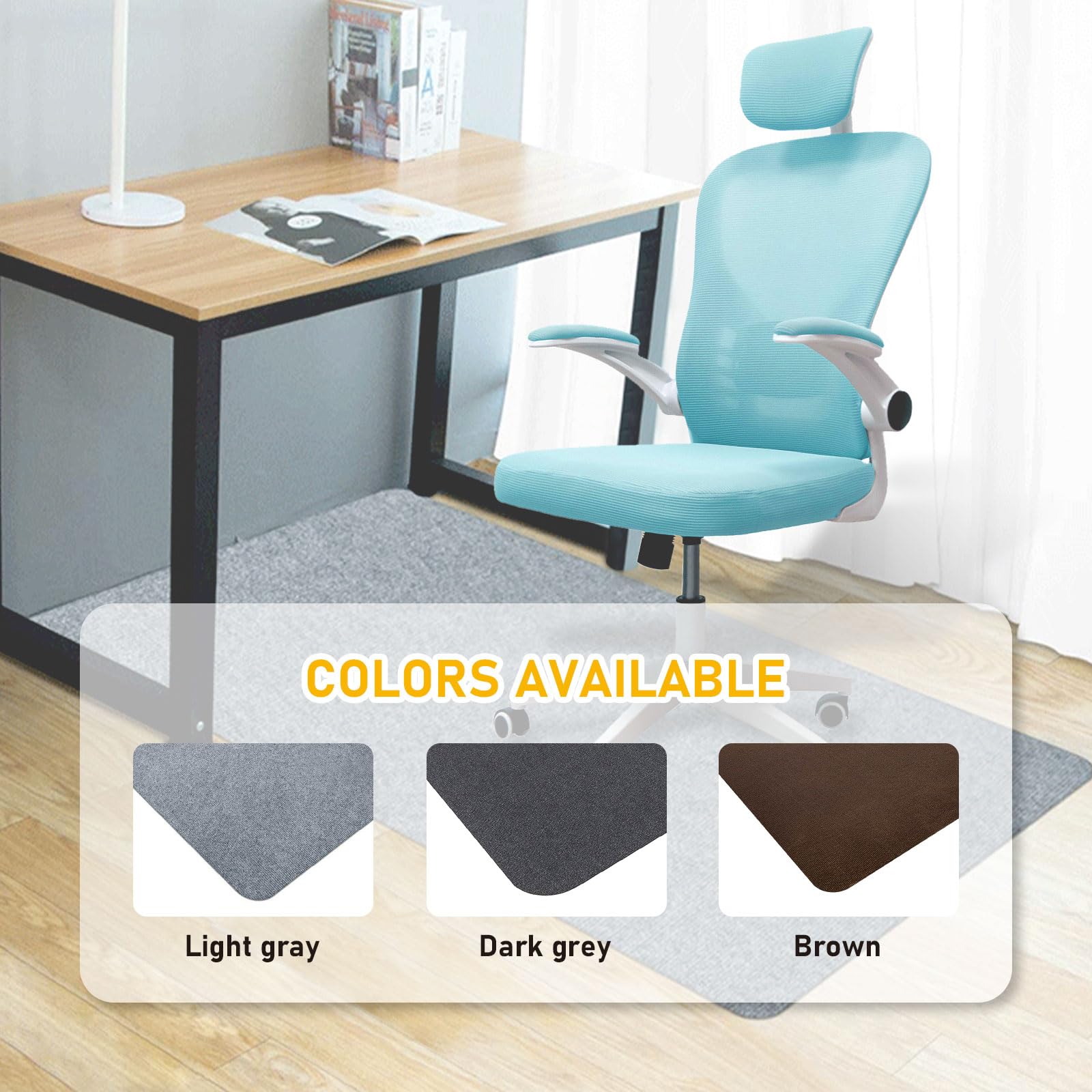 Office Chair Mat for Hardwood Floor, Jihaiboda 36 "× 48" Office Gaming Computer Desk Chair Rolling Floor Mat, Low Pile Carpet, Large Anti-Slip Floor Protector for Home Ofiice(Brown)