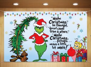 sunwer merry grinchmas photo booth backdrop christmas green elf winter holiday party decor xmas indoor outdoor wall hanging background decoration supply (5.9×3.6ft)