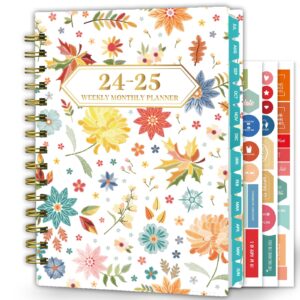 ymumuda 2024-2025 planner, 12-month daily weekly monthly planner from jul.2024 to jun.2025, 8.4" x 6", spiral planner notebook with stickers, elastic closure, inner pocket, colorful embroidery