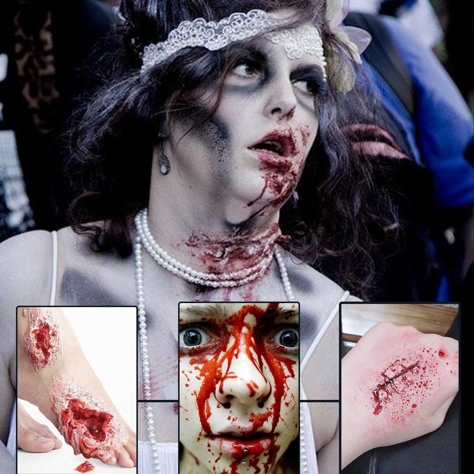 Halloween Fake Blood Spray Makeup,Realistic Effects Fake Blood Washable for Scar Wound and Clothes,Fake Blood for Eyes Drips Nose Bleeds,Halloween Blood for Cosplay SFX Zombie Vampire Special Effects