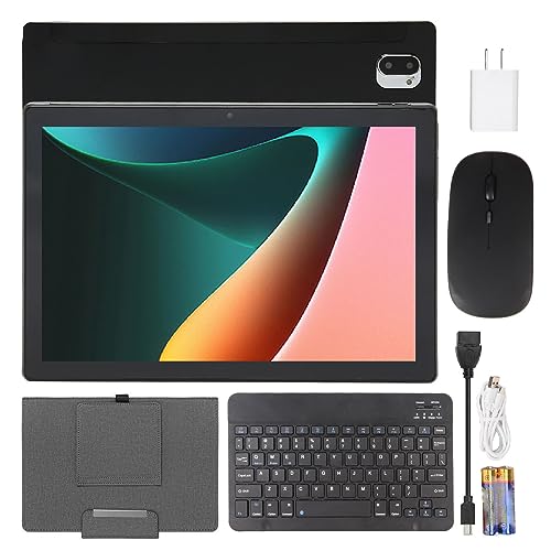 Gugxiom 2 in 1 Tablet, 10.1 Inch Android 12 Tablet with Keyboard, Case, Mouse, 6GB ROM 128GB RAM, Octa Core Processor, 8MP Camera, 2.4Ghz, 5Ghz WiFi (US Plug)