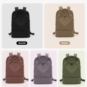 VENATIN Gym Backpack for Women Waterproof Small Gym Bag With Shoe Compartment Sports Essentials Backpack with Wet Dry Pocket,Khaki