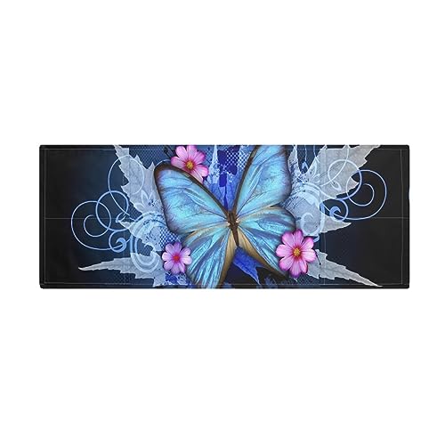 Gomyblomy Butterfly & Flowers Refrigerator Dust Cover,Non-slip Washer/Dryer Top,Lightweight Oven Waterproof Top with Storage Bag for Women, Size S