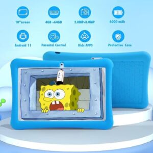 niuniutab Kids Tablet, 10 inch Android for Kids, 4GB RAM 64GB ROM, 1280x800 IPS HD Touchscreen, Tablet with Parental Control, Kid Software Pre-Installed, WiFi, Bluetooth,(Blue)...…