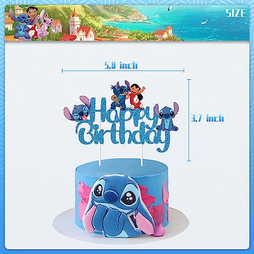 Blue Cartoon Happy Birthday Banner Cake Topper Blue CartoonThemed Decor Party Supplies for Birthday Party Decorations