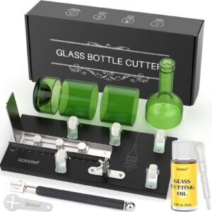 glass bottle cutter & glass cutting oil, premium glass cutter for bottles & glass cutting oil bundle - diy glass bottle for cutting beer, wine or soda round bottles & mason jars, perfect bottle cutter
