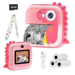 mini kids digital instant print camera with sd card,cheap children’s video toddler camera toys age 3-14,birthday for 3 4 5 6 7 8 9 10 11 13 14 year old girls boys (pink)