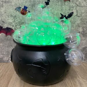 AYGXU Halloween Decorations Outdoor,Halloween Party Decoration Indoor, Cauldron Halloween Yard Decorations,Witch Black Cauldron Decoration with Tripod Clear Ball Lights String Patio Party Garden Lawn