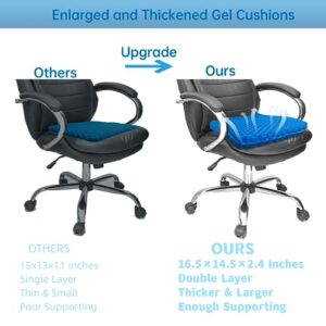 Seat Cushion, 2.4" Thick Gel Seat Cushion for Office Desk Chair Wheelchair Long Sitting Back Sciatica Tailbone Pressure Pain Relief, Car Seat Cushion Pad, Gaming Computer Chair Seat Cushions Pads