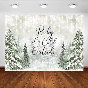 avezano baby it's cold outside backdrop winter baby shower photo background props winter wonderland party decoration winter snowflakes newborn photo photo banner (green, 7x5ft)