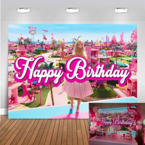 pink princess photography backdrop movie themed birthday background for girls kids paradise birthday banner baby shower photography party supplies (7x5ft)