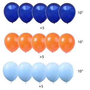 Boy Birthday Supplies Light Blue Navy Brown Tan Orange Banner Boho Balloon Pom Poms Backdrop Kids Birthday Decoration