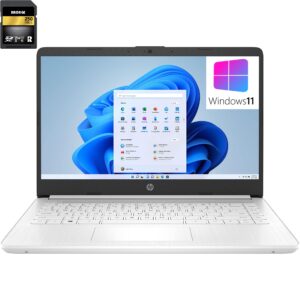 hp 14 14" laptop computer, intel quad-core celeron n4120 processor, 16gb ddr4 ram, 320gb storage (64gb emmc + 256gb sd card), 802.11ac wifi, bluetooth 5.0, type-c, snowflake white, windows 11 s