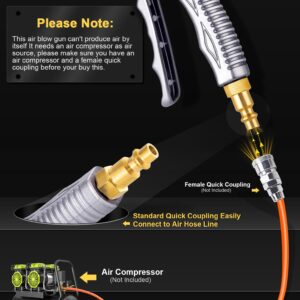 JASTIND Upgrade Air Blow Gun with Adjustable Air Blower Nozzle, Up to 27 Inches Extension with 4.9 Inches Steel Air Flow Nozzle, High Volume Pneumatic Dust Clean Tool for Air Compressor Accessory