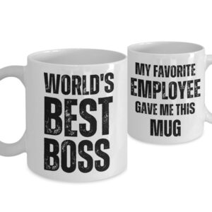 worlds best boss mug funny boss coffee mug my favorite employee gave me this mug gag office gift for boss boss appreciation gift