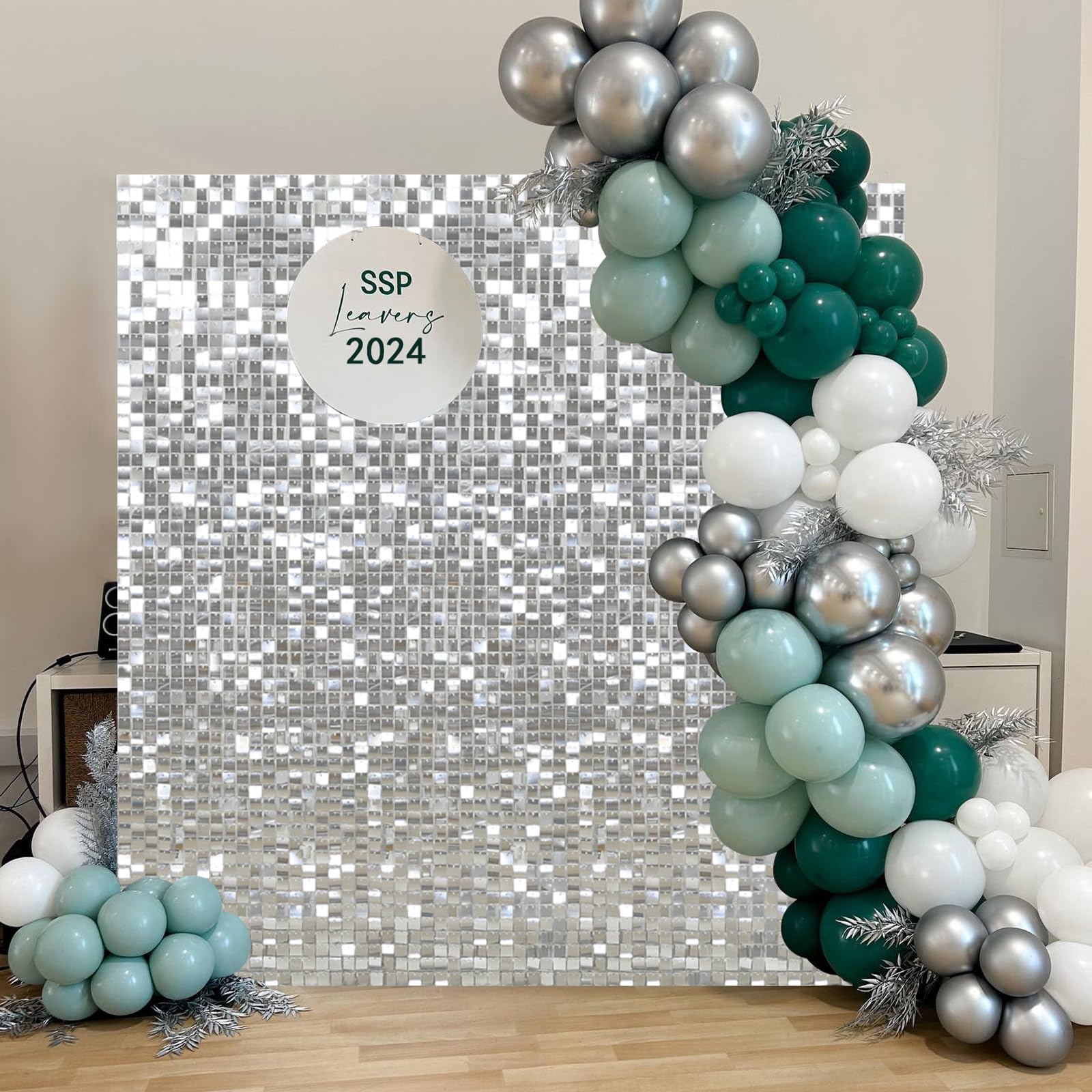 Shimmer Wall Backdrop 36 Panels Silver Backdrop Shimmer Panels Glitter Sequin Backdrop for Wedding Bridal Shower Birthday Decorations