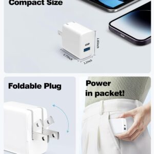 20W Dual Port Fast Charger for iPad 9th 8th 7th Generation 10.2 inch, iPad Air 3/2, iPad Mini 5, Foldable Wall Charger with 6.6ft USB-C to Lightning Fast Charging Cable