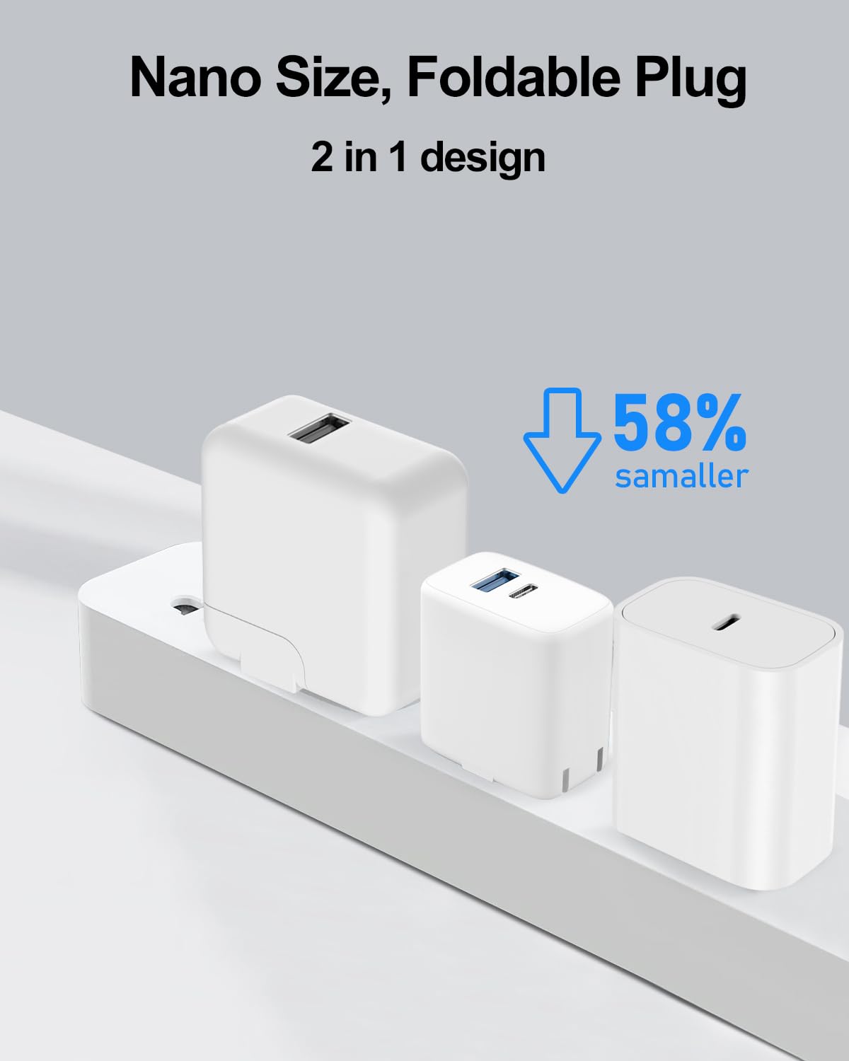 20W Dual Port Fast Charger for iPad 9th 8th 7th Generation 10.2 inch, iPad Air 3/2, iPad Mini 5, Foldable Wall Charger with 6.6ft USB-C to Lightning Fast Charging Cable