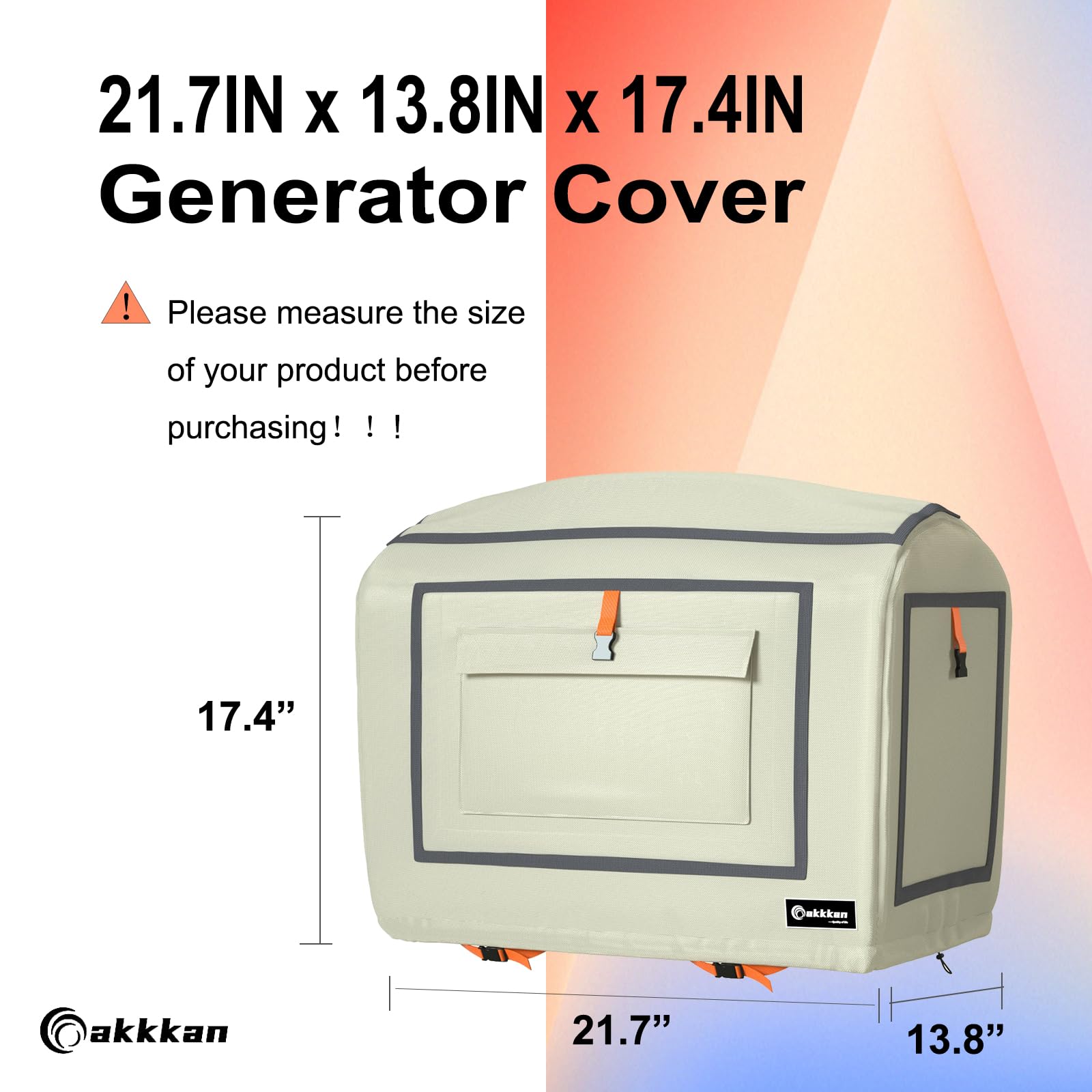 Akkkan Generator Cover,Generator Running Cover, Four side Retractable Generator Cover, Suitable For Honda 2200, Champion, Wen56235i, Genmax, Westinghouse,etc (21.7 "Lx 13.8" Wx 17.4 "H, Khaki)