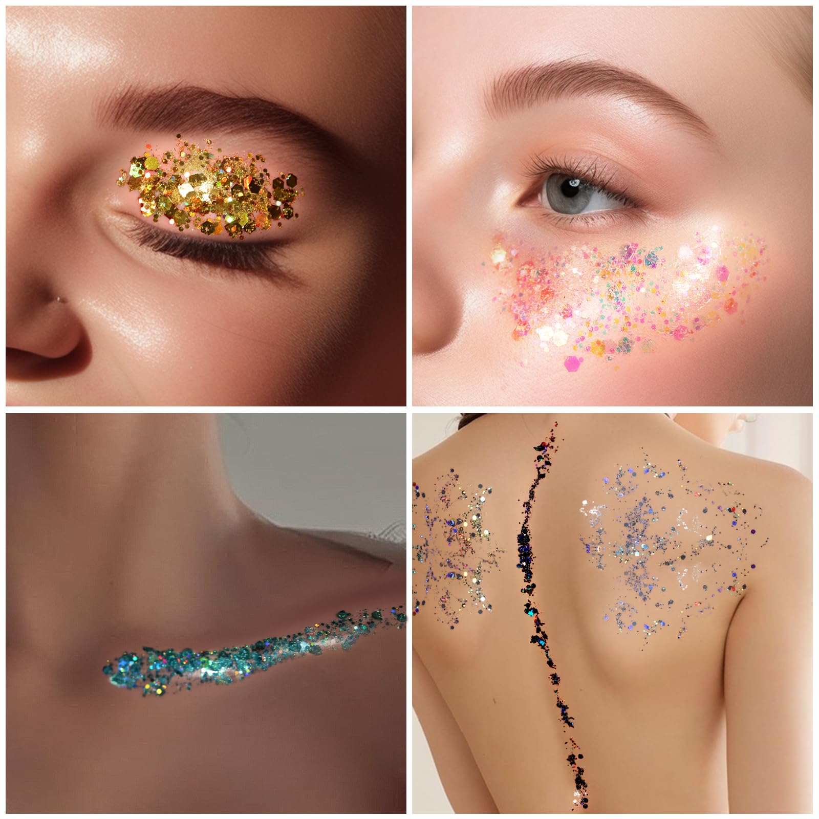 Teenitor Body Glitter Face Glitter Makeup Festival Glitter Gel, 12 Colors Face and Body Glitter Gel, Hair Glitter Gel, Glitter Gel Makeup, Glitter for Face and Hair