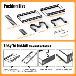 PanPanPal Expandable Pans and Pots Lid Organizer Rack for Cabinet - Rubber-dipped Pan Organizer Rack for Kitchen Cabinet Organizers and Storage with 10 Adjustable Dividers and Anti-scratch Strip