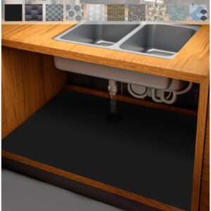 aibob waterproof under sink mat, absorbent quick dry sink liners protect cabinets, durable shelf liners, slip resistant and non-adhesive, 24x36, pure black