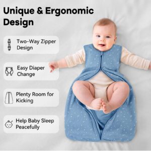 Unnivoll Baby Sleep Sack 6-12 Months 3 Pack 100% Cotton Lightweight 0.5 TOG Wearable Blanket Baby Sleep Bag with 2-Way Zipper for Newborn Infant Blue