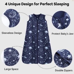 Unnivoll Baby Sleep Sack 6-12 Months 3 Pack 100% Cotton Lightweight 0.5 TOG Wearable Blanket Baby Sleep Bag with 2-Way Zipper for Newborn Infant Blue