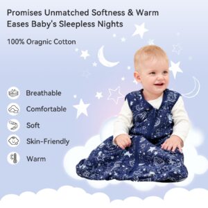 Unnivoll Baby Sleep Sack 6-12 Months 3 Pack 100% Cotton Lightweight 0.5 TOG Wearable Blanket Baby Sleep Bag with 2-Way Zipper for Newborn Infant Blue