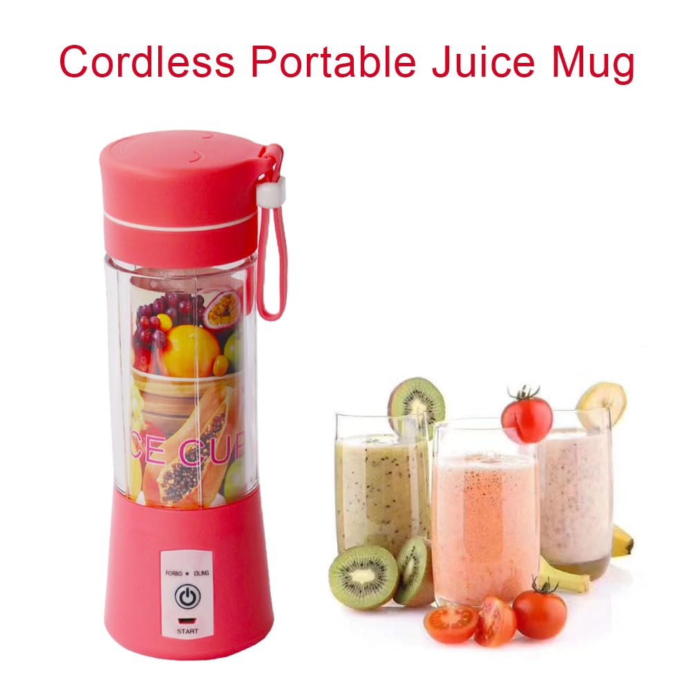 Portable Blender-Fruit & Vegetable Juicer-For Travel Sports Kitchen-380Ml With 6 Blades-WENPIC Food Mixer-For Shakes And Smoothies，Juice, Baby Food, Etc. (Pink)