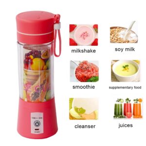 Portable Blender-Fruit & Vegetable Juicer-For Travel Sports Kitchen-380Ml With 6 Blades-WENPIC Food Mixer-For Shakes And Smoothies，Juice, Baby Food, Etc. (Pink)