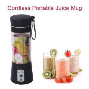 Portable Blender-Fruit & Vegetable Juicer-For Travel Sports Kitchen-380Ml With 6 Blades-WENPIC Food Mixer-For Shakes And Smoothies，Juice, Baby Food, Etc. (Black)