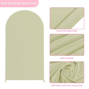 Sage Green Arch Cover and Gold Arch Backdrop Stand Bundle 7.2FT