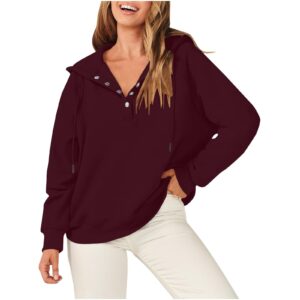 wpnmasnp womens fall hoodies drawstring casual long sleeve blouses fashion plus size tees y2k oversized pullovers trendy tops wine