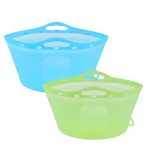 2pcs silicone slow cooker liners, reusable slow cooker liners for 6-10 quarts, leakproof & easy clean crock-pot cooking bags liners with handle for oval or round pot (green+blue)