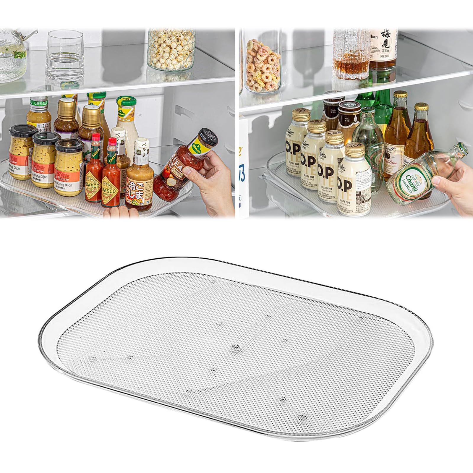 Lazy Susan Turntable Organizer for Refrigerator, Clear Rectangular Fridge Organizer Storage, Lazy Susan for Cabinet, Table, Pantry, Kitchen, Countertop(Size:15.67 x 11.73 x 1.26 inches)