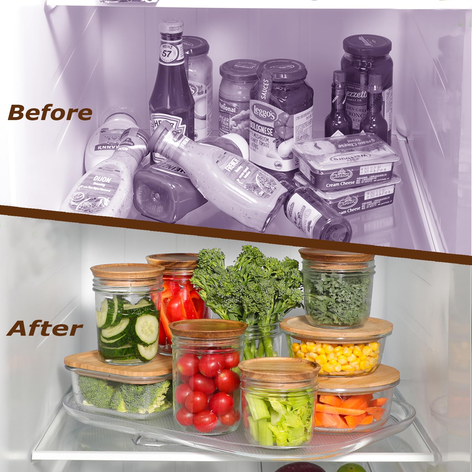 Lazy Susan Turntable Organizer for Refrigerator, Clear Rectangular Fridge Organizer Storage, Lazy Susan for Cabinet, Table, Pantry, Kitchen, Countertop(Size:15.67 x 11.73 x 1.26 inches)