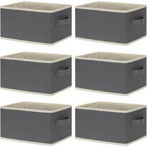 lhzk small storage baskets for shelves 6 pack, collapsible fabric storage bins for shelves, closet storage bins with handles, storage baskets for organizing home (grey, 11.4"x8.7"x6.7")