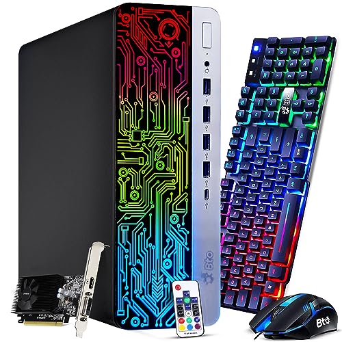 BTO RGB Gaming PC Desktop - Intel Core i5 6th Gen, 16GB DDR4 Ram, 1TB SSD, NVIDIA GeForce GT 1030 2GB Graphics Card, Windows 10 Pro, Computer Tower for PC Gaming, HDMI (Renewed)