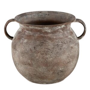 47th & main vase/planter rustic iron 2-handled pot style vase for home décor, small, brown