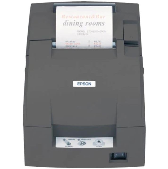 MOBI PRINT Epsn C31C514A8531 TM-U220B Dot Matrix Receipt Printer, 9 Pin, USB with DB9 Serial Interface, Autocutter, with Power Supply, Dark Gray