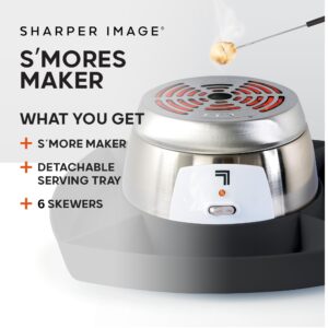 SHARPER IMAGE Electric S'mores Maker [Amazon Exclusive] 8-Piece Kit, 6 Skewers & Serving Tray, Small Kitchen Appliance, Flameless Tabletop Marshmallow Roaster, Date Night Fun Kids Family Activity