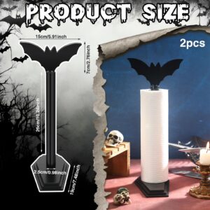 Yaomiao 2 Pcs Bat Paper Towel Holder Halloween Decor Gothic Paper Towel Dispenser Wooden Roll Stand Organizer for Kitchen Bathroom Home Toilet Gifts for Women